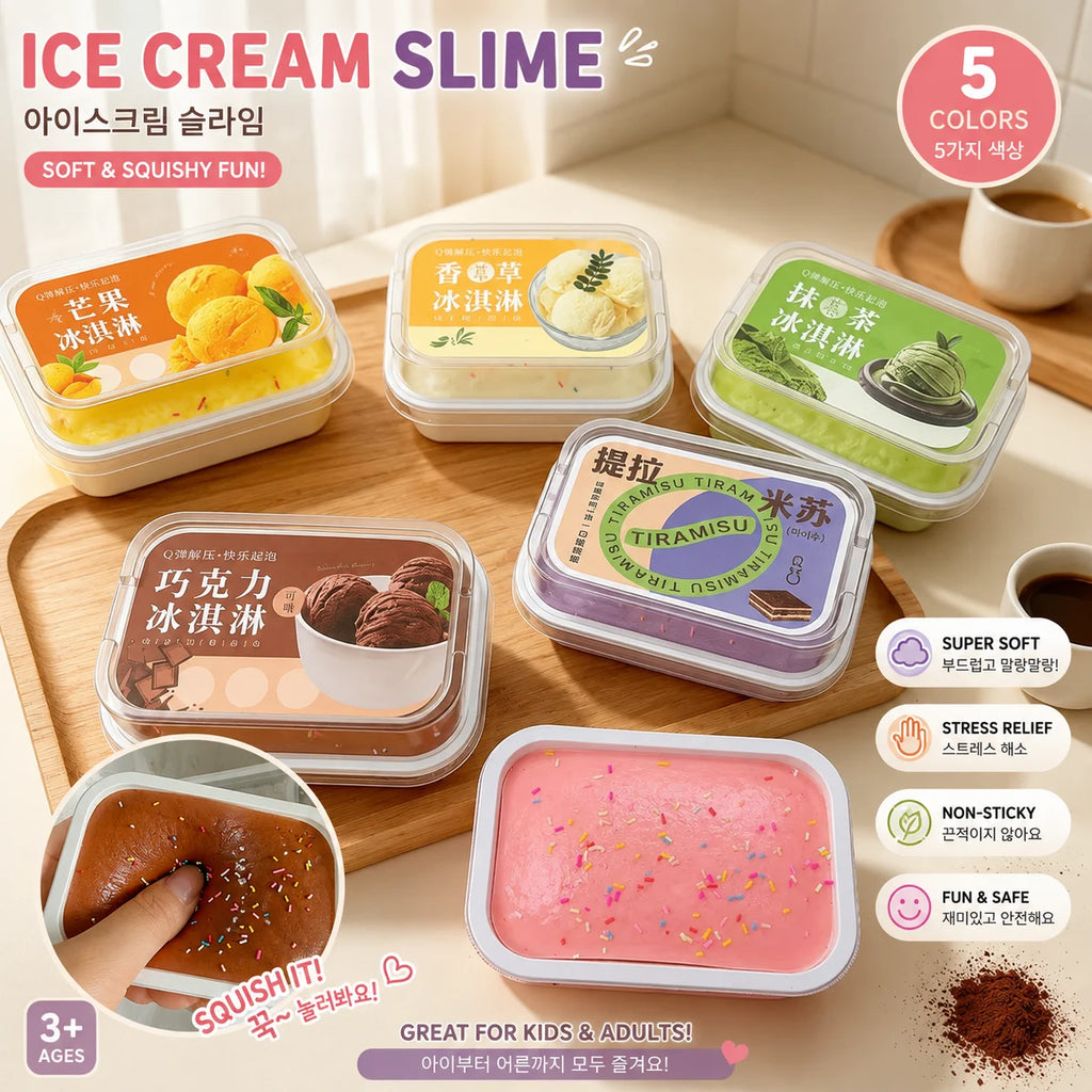1/6pcs Squishy Tiramisu Ice Cream Cake Squeeze Toy Slow Rebound Stress Relief Fidget Toys for Anxiety ADHD Autism for Kids Adult