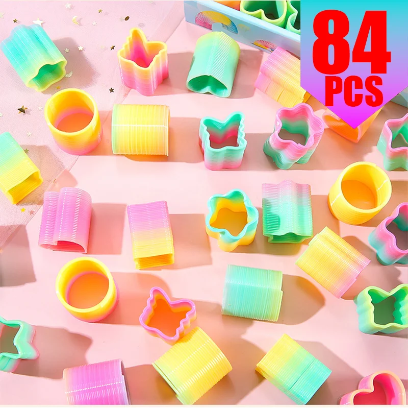 Rainbow Magic Springs Circle Toy for Kids Flexible Fun Birthday Party Favor Small Gift Pinata Fillers Ideal for Guest Giveaway