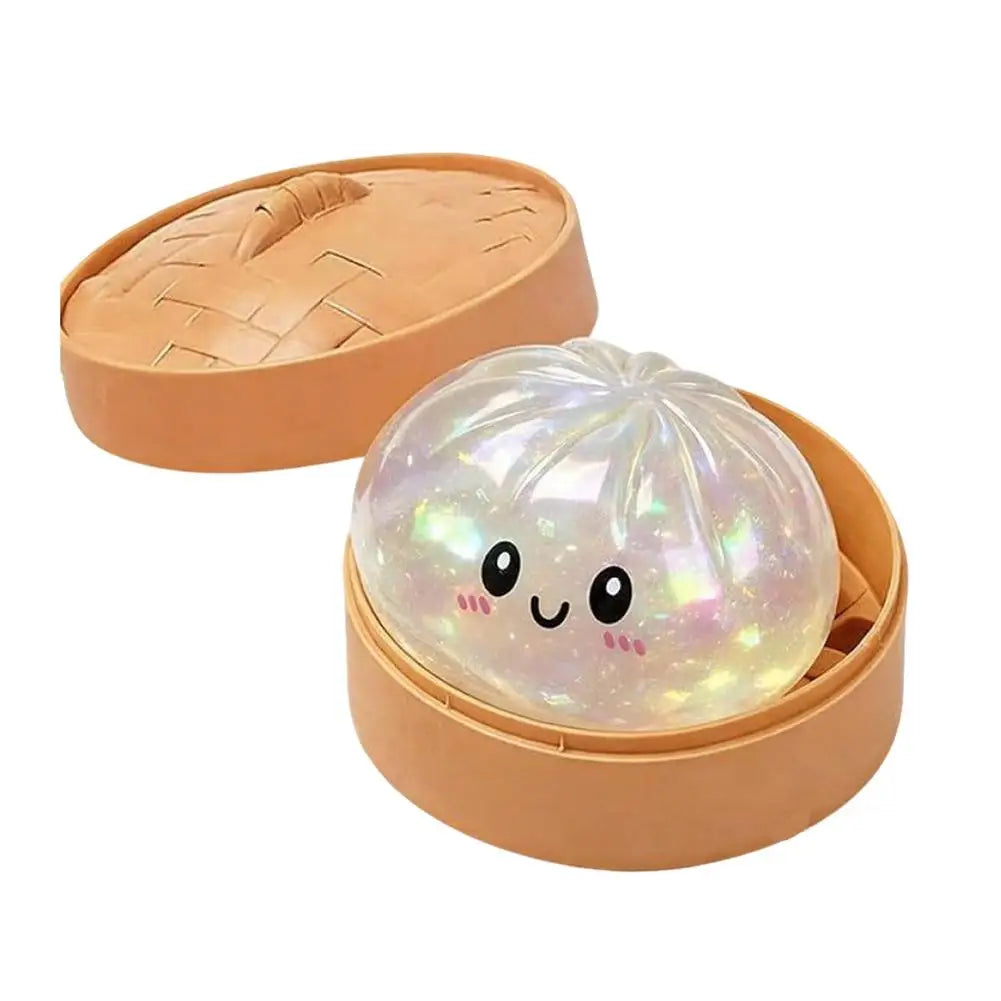 Soft Elastic Dumpling Squishy Toy Unique Silver White Striped Design Fun Twisting Play To Release Daily Pressure And Relax Mood