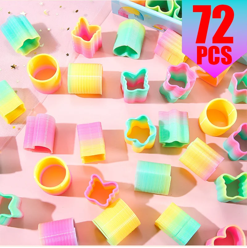 Rainbow Magic Springs Circle Toy for Kids Flexible Fun Birthday Party Favor Small Gift Pinata Fillers Ideal for Guest Giveaway