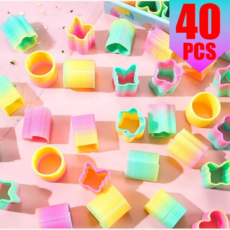 Rainbow Magic Springs Circle Toy for Kids Flexible Fun Birthday Party Favor Small Gift Pinata Fillers Ideal for Guest Giveaway