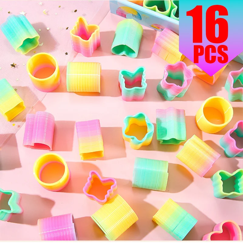 Rainbow Magic Springs Circle Toy for Kids Flexible Fun Birthday Party Favor Small Gift Pinata Fillers Ideal for Guest Giveaway