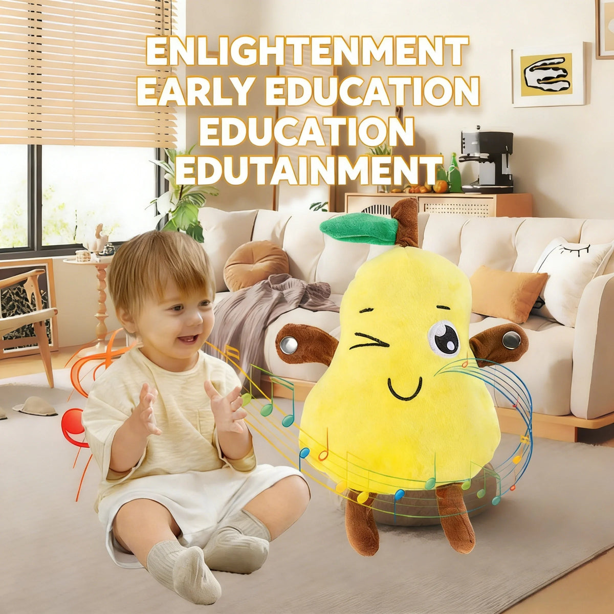 Creative Fruit Yali Pear Touch-Sensitive Rhythm Piano - Unique Novelty Musical Parent-Child Interactive Plush Doll Toy