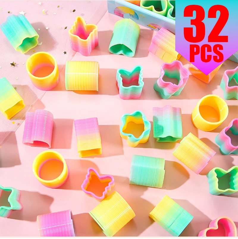 Rainbow Magic Springs Circle Toy for Kids Flexible Fun Birthday Party Favor Small Gift Pinata Fillers Ideal for Guest Giveaway