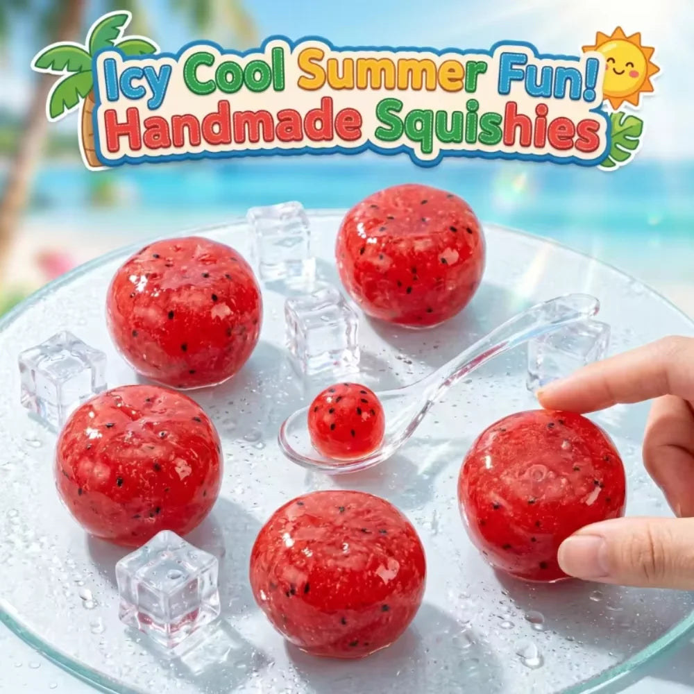 Handmade Watermelon Slushy Squishy Toy Soft Slow Rebound Stress Relief ADHD Squeeze Toy Realistic Fruit Model Adult Gift