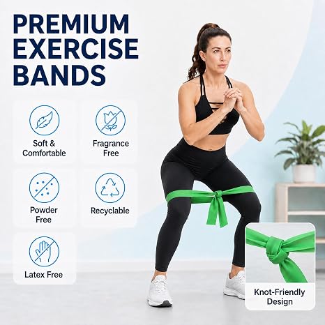 Bandas de resistencia para entrenamiento, bandas de terapia física, bandas elásticas sin látex y bandas de ejercicio para estiramiento, adecuadas para rehabilitación, yoga, pilates, gimnasio