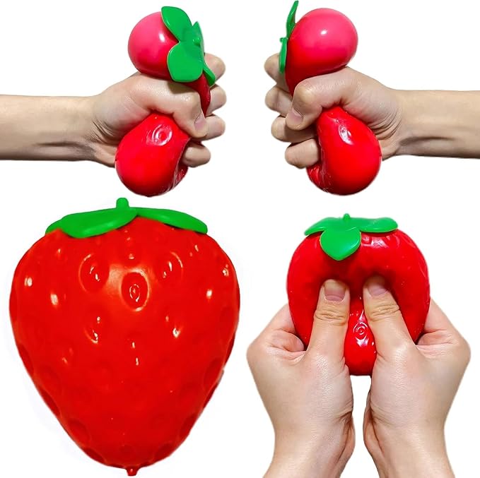 Juguete sensorial sensorial de fresa Squishy gigante gigante de levantamiento lento para aliviar el estrés, juguete para apretar frutas realistas para alivio, regalos de fiesta para adultos y niños