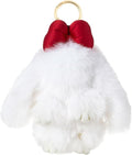 Bonito llavero de conejo de peluche con lazo