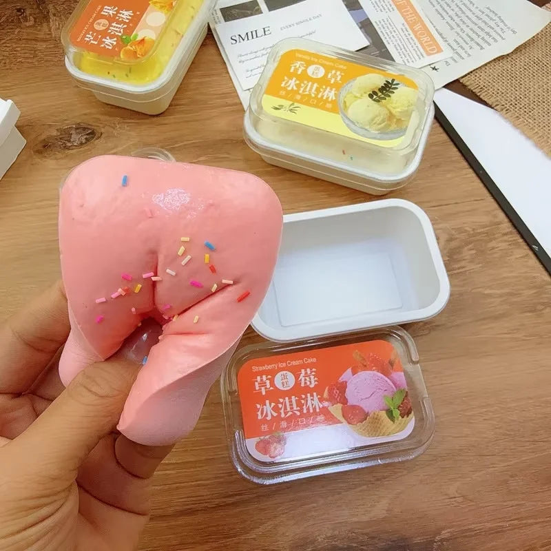 1/6pcs Squishy Tiramisu Ice Cream Cake Squeeze Toy Slow Rebound Stress Relief Fidget Toys for Anxiety ADHD Autism for Kids Adult