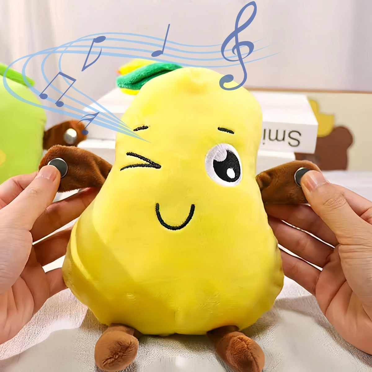 Creative Fruit Yali Pear Touch-Sensitive Rhythm Piano - Unique Novelty Musical Parent-Child Interactive Plush Doll Toy