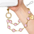 XYZ Heart Phone Charm Wrist Strap，Sparkle Phone Chain Wristlet，Pink