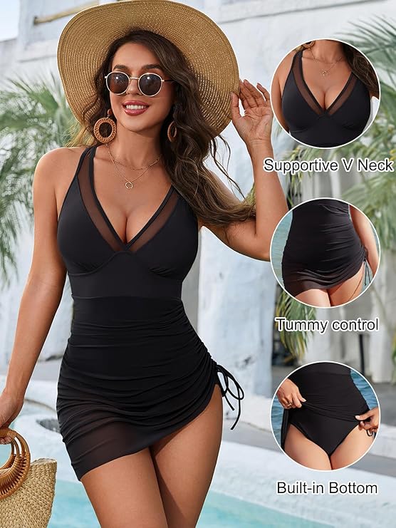 Traje de baño de una pieza para mujer, con control de abdomen