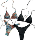 Conjunto de bikini con cuello halter de leopardo para mujer,