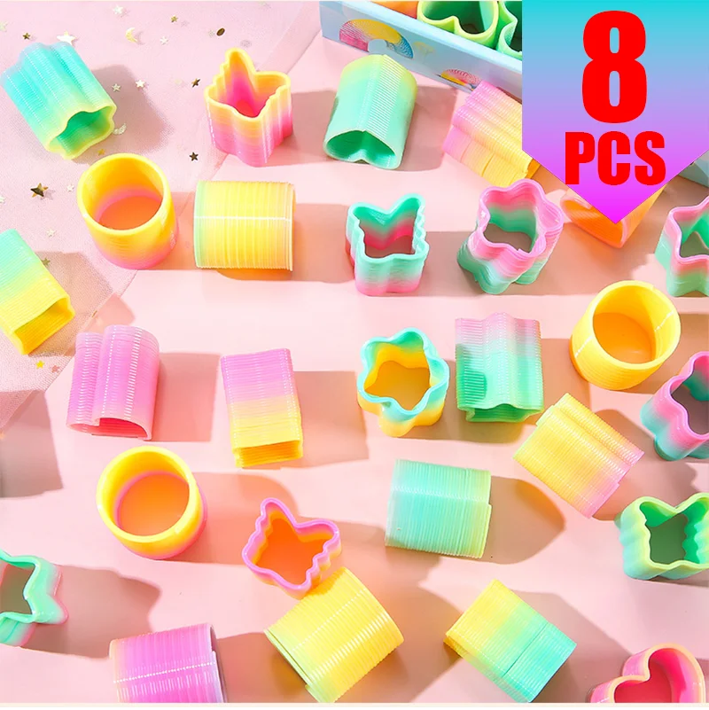 Rainbow Magic Springs Circle Toy for Kids Flexible Fun Birthday Party Favor Small Gift Pinata Fillers Ideal for Guest Giveaway