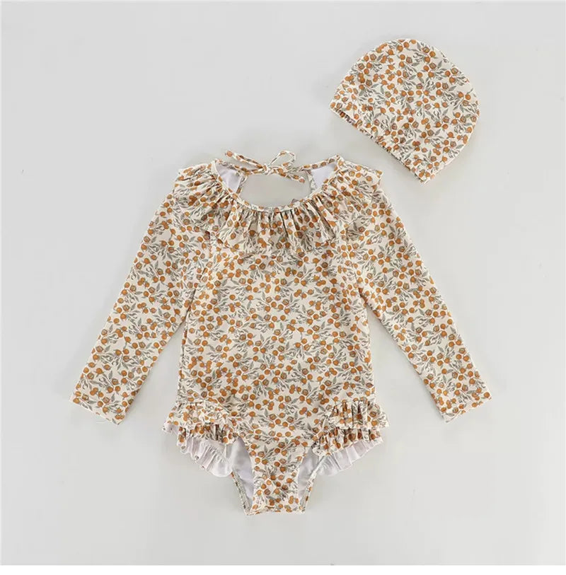 Girls Child Swimsuit With Cap 2026  Girls Swimwear Summer New Bikinis Beach Wear traje de baño niña Biquini Monokini