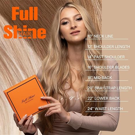 Full Shine - Extensiones de cabello humano Remy, con cinta adhesiva de doble cara, sin costuras, color 1 negro azabache, 45.5 cm, 50 g, 20 unidades