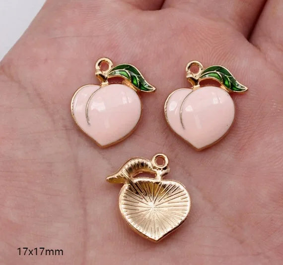 10 Pcs Peach  Pendants Charms  Jewelry Making  Earrings Pendants Necklaces Bracelets DIY Accessories