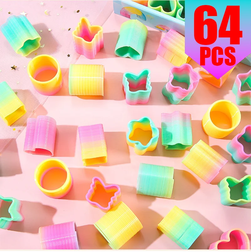 Rainbow Magic Springs Circle Toy for Kids Flexible Fun Birthday Party Favor Small Gift Pinata Fillers Ideal for Guest Giveaway