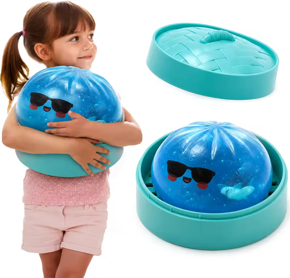 Realistic Dumpling Squishy Toy with Bamboo Steamer