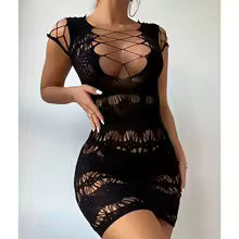 Women Sexy Fishnet Cover Up, Sheer Bodycon Sleepwear See Through Beachwear Without Bikini