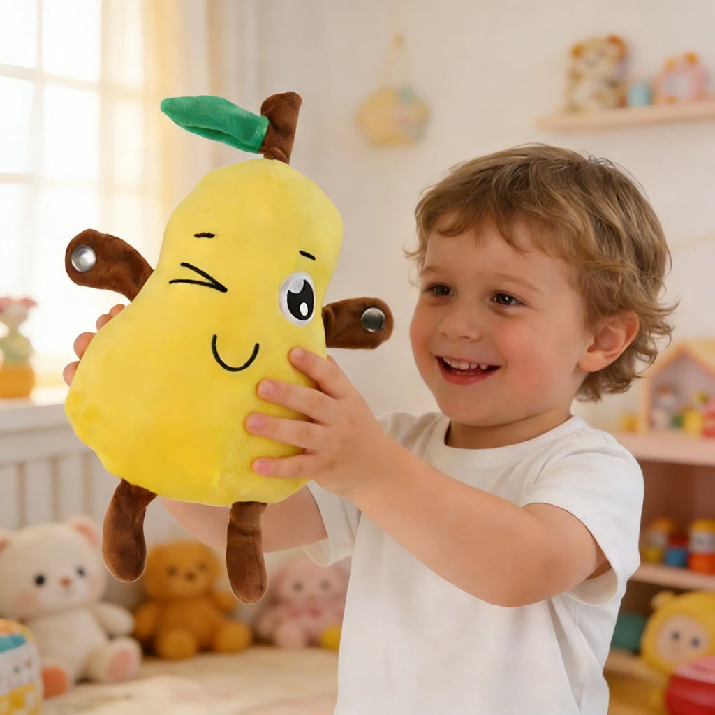 Creative Fruit Yali Pear Touch-Sensitive Rhythm Piano - Unique Novelty Musical Parent-Child Interactive Plush Doll Toy
