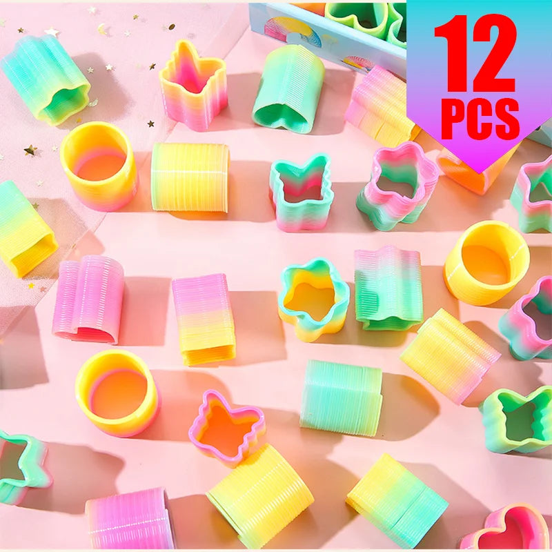 Rainbow Magic Springs Circle Toy for Kids Flexible Fun Birthday Party Favor Small Gift Pinata Fillers Ideal for Guest Giveaway