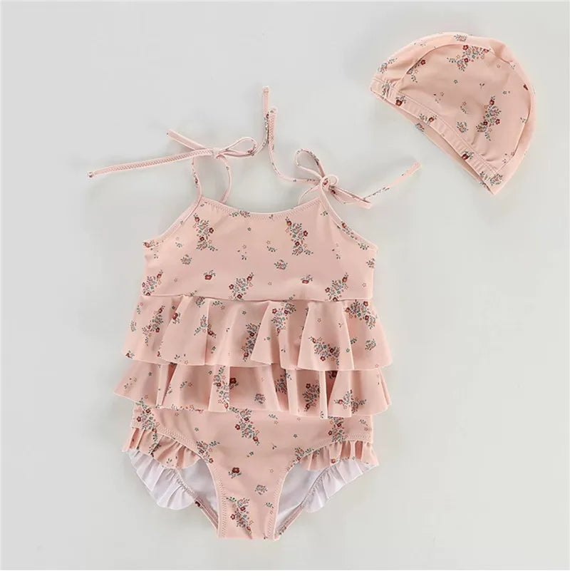 Girls Child Swimsuit With Cap 2026  Girls Swimwear Summer New Bikinis Beach Wear traje de baño niña Biquini Monokini