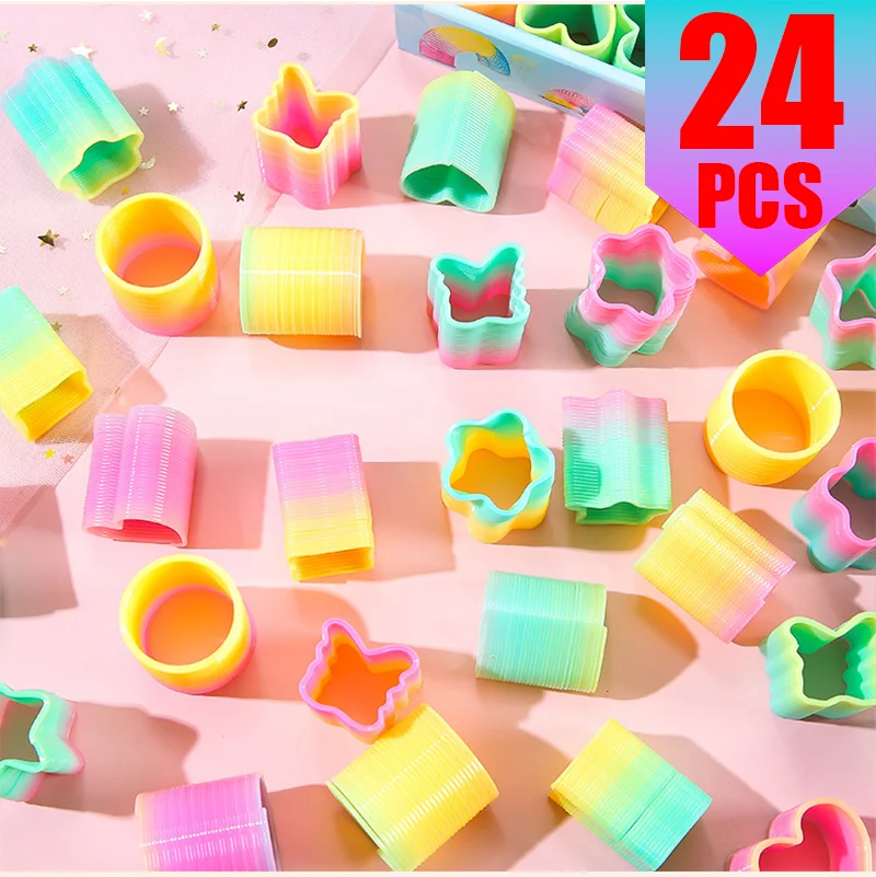 Rainbow Magic Springs Circle Toy for Kids Flexible Fun Birthday Party Favor Small Gift Pinata Fillers Ideal for Guest Giveaway