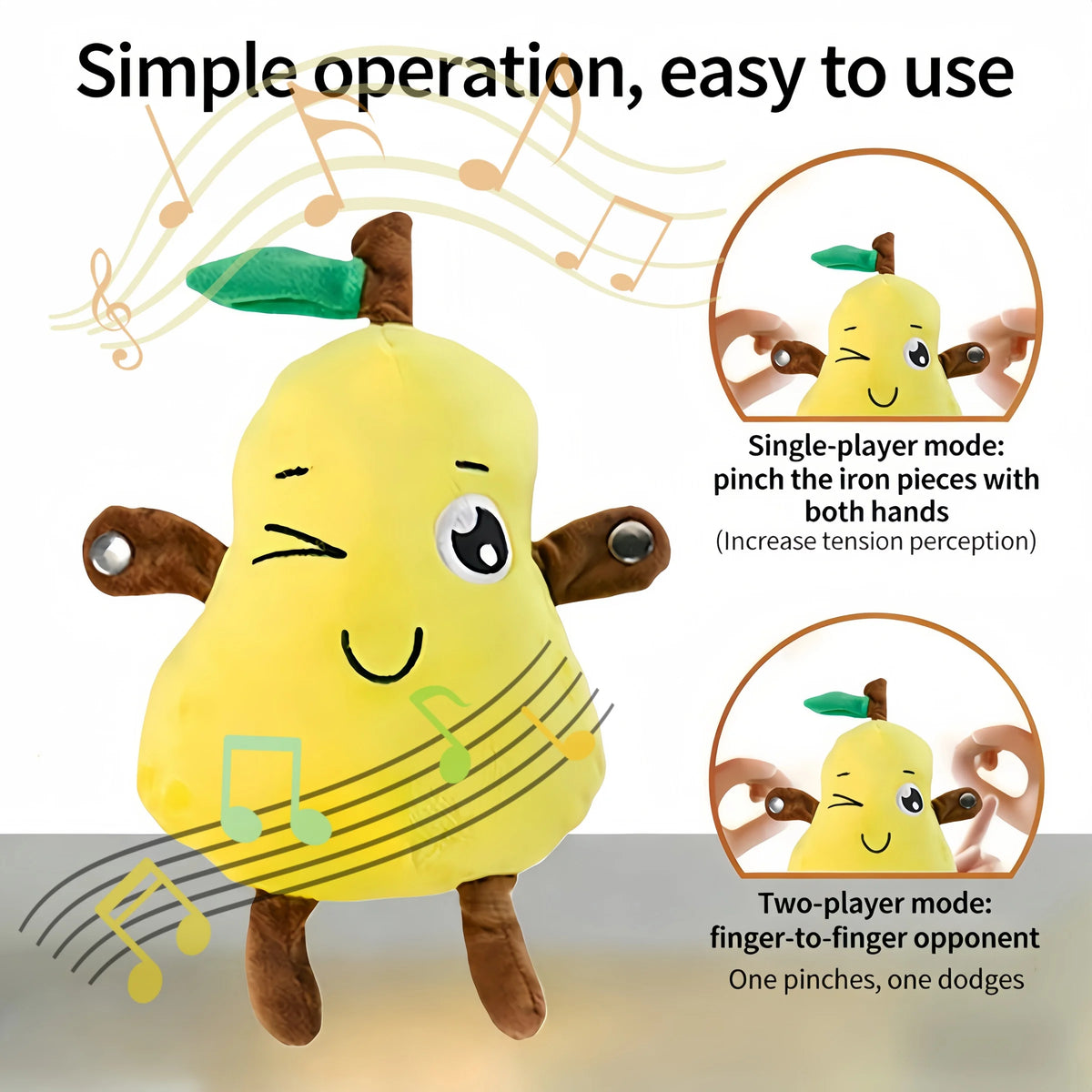 Creative Fruit Yali Pear Touch-Sensitive Rhythm Piano - Unique Novelty Musical Parent-Child Interactive Plush Doll Toy