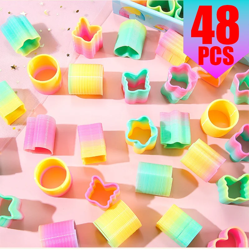 Rainbow Magic Springs Circle Toy for Kids Flexible Fun Birthday Party Favor Small Gift Pinata Fillers Ideal for Guest Giveaway