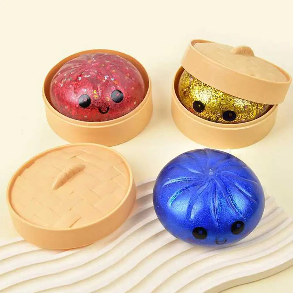 Soft Elastic Dumpling Squishy Toy Unique Silver White Striped Design Fun Twisting Play To Release Daily Pressure And Relax Mood