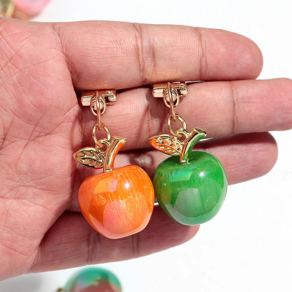 Trendy Christmas Apple Resin Pendant Keychain Bag Charms for Women Cute Decoration Iridescent Jewelry Accessories Keyring Gift
