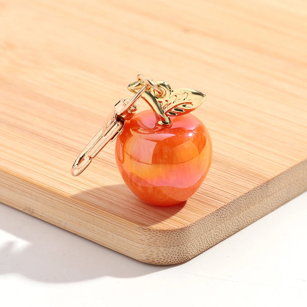 Trendy Christmas Apple Resin Pendant Keychain Bag Charms for Women Cute Decoration Iridescent Jewelry Accessories Keyring Gift